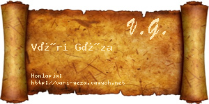 Vári Géza névjegykártya